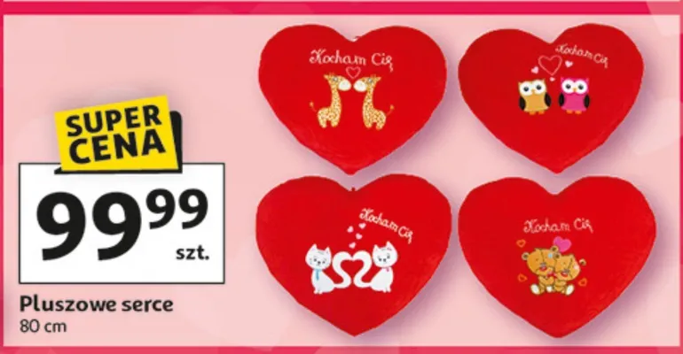 Pluszowe serce 80 cm promocja w Auchan