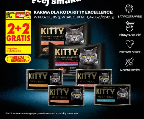 Karma dla kota mus z tuńczykiem Kitty Excellence promocja w Biedronka