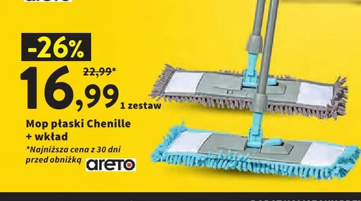 Mop płaski Chenille z wkładem Areto promocja w Intermarche