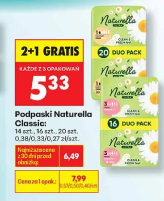 Podpaski Naturella Classic promocja w Biedronka