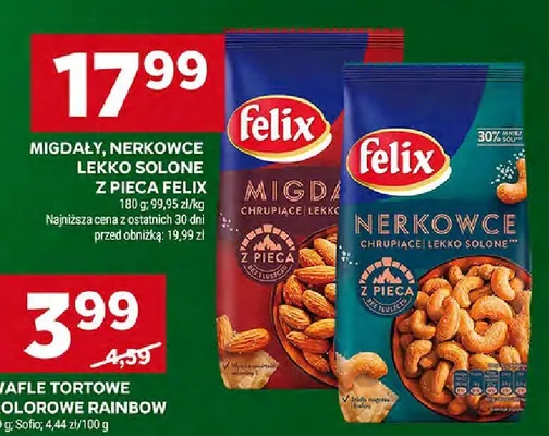 Migdały, nerkowce lekko solone z pieca Felix promocja w Stokrotka