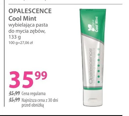 Wybielająca pasta do mycia zębów OPALESCENCE Cool Mint promocja w Hebe