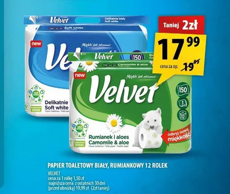 Papier toaletowy Velvet Rumianek i aloes promocja w Arhelan