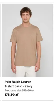 T-shirt basic szary Polo Ralph Lauren promocja w Lounge by Zalando