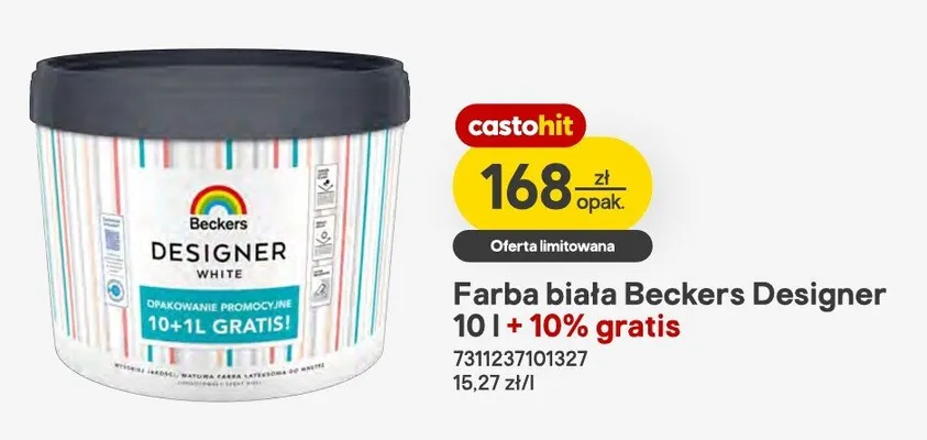 Farba biała Beckers Designer promocja w Castorama