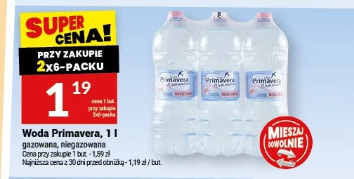 Woda Primavera gazowana 1l promocja w Twój Market
