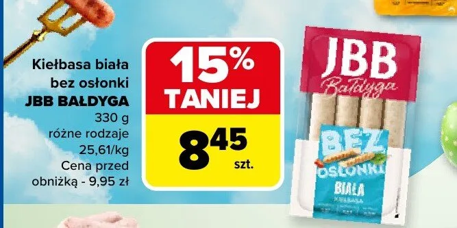 Kiełbasa biała bez osłonki różne rodzaje promocja w Carrefour