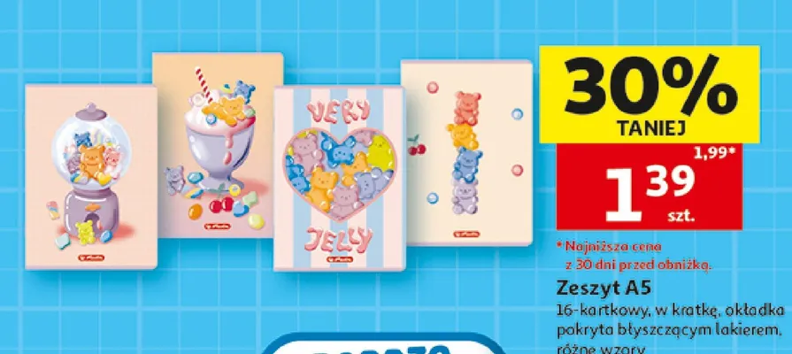 Zeszyt A5 16-kartkowy w kratkę promocja w Auchan