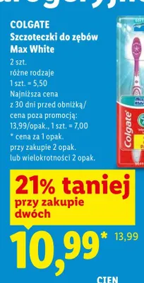 Szczoteczki do zębów Colgate Max White 2-pak promocja w Lidl