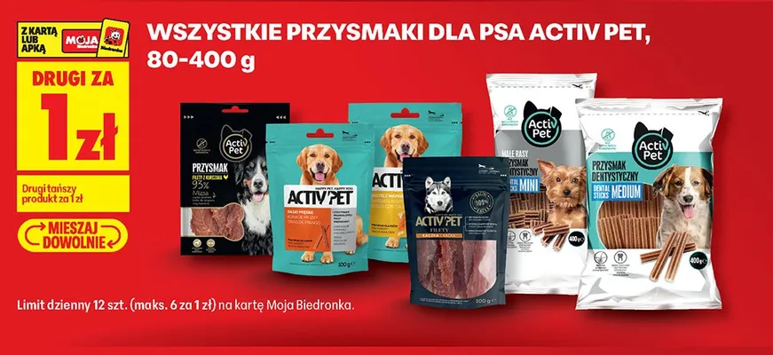 Przysmak dla psa Activ Pet paski mięsne kurcze prążki promocja w Biedronka