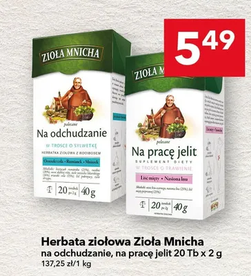 Herbata ziołowa na odchudanie, na pracę jelit 20 tb x 2 g promocja w LEWIATAN