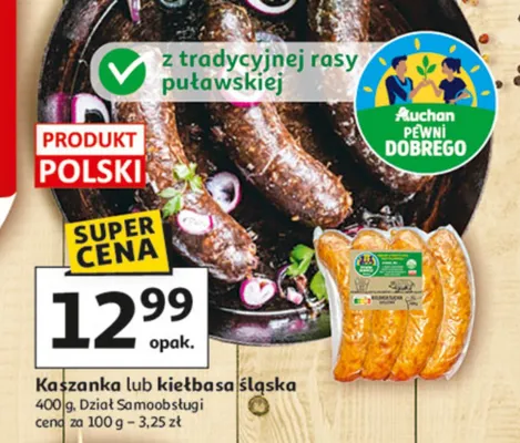 Kaszanka lub kiełbasa śląska promocja w Auchan