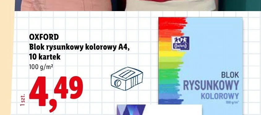 Blok rysunkowy kolorowy A4 Oxford 10 kartek promocja w Lidl