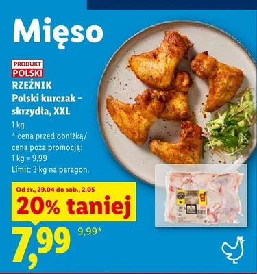 Mięso z kurczaka skrzydła XXL Polski kurczak Rzeźnik promocja w Lidl
