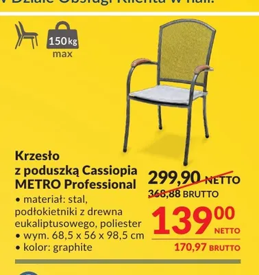 Krzesło z poduszką Cassiopia Metro Professional promocja w Makro
