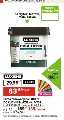 Farba renowacyjna Luxens do Kuchni i Łazienki promocja w Leroy Merlin