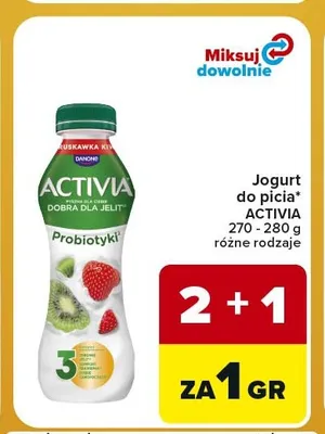 Jogurt do picia Activia truskawka kiwi promocja w Carrefour Express