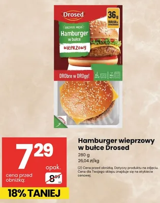 Hamburger wieprzowy w bułce Drosed promocja w Delikatesy Centrum