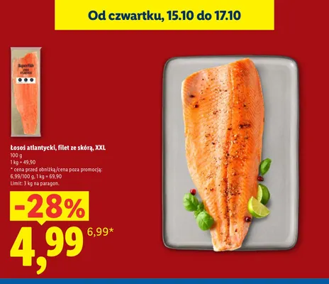 Łosoś atlantycki filet ze skórą XXL SuperFish promocja w Lidl