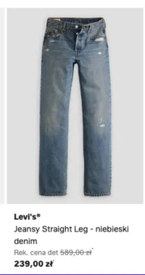 Jeansy Straight Leg Levi's niebieski denim promocja w Lounge by Zalando