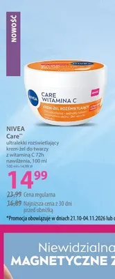 Ultralekki rozświetlający krem-żel do twarzy z witaminą C 72h nawilżenia Nivea Care promocja w Hebe