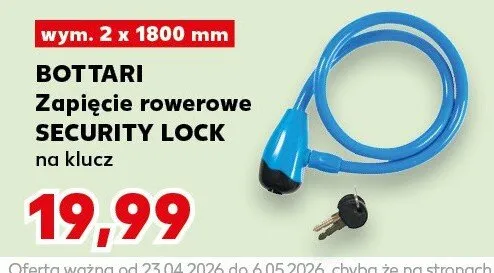 Zapięcie rowerowe SECURITY LOCK na klucz promocja w Kaufland