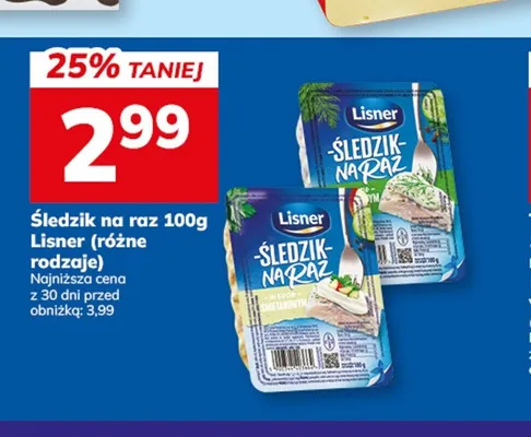 Śledzie Śledzik na raz Lisner w sosie śmietankowym promocja w Hitpol
