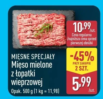 Mięso mielone z łopatki wieprzowej promocja w Aldi
