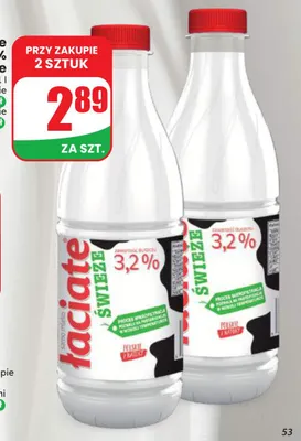 Mleko spożywcze świeże Łaciate 3,2% promocja w Dino