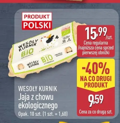 Jaja z chowu ekologicznego Wesoły Kurnik promocja w Aldi
