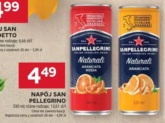 Napój Sanpellegrino Naturali Aranciata promocja w Stokrotka