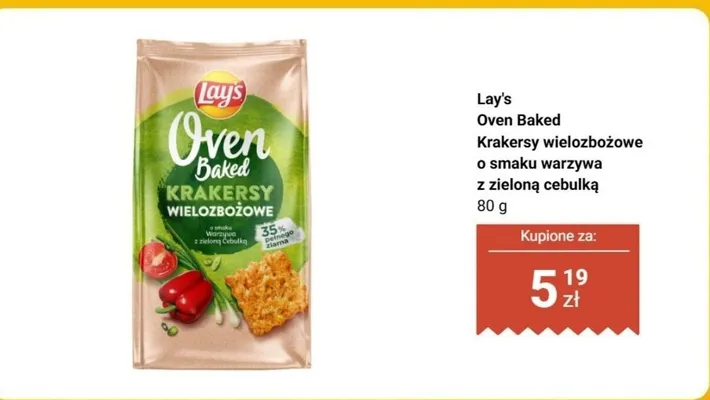 Oven Baked krakersy wielozbożowe o smaku warzywa z zieloną cebulką promocja w Biedronka