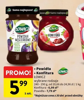 Konfitura ŁOWICZ wybrane rodzaje promocja w Intermarche