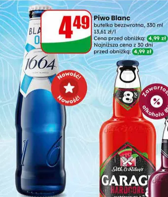 Piwo Blanc butelka bezzwrotna promocja w Dino