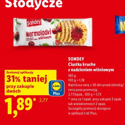 Ciastka kruche z nadzieniem wiśniowym promocja w Lidl
