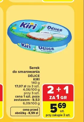Serek do smarowania Kiri Délice promocja w Carrefour