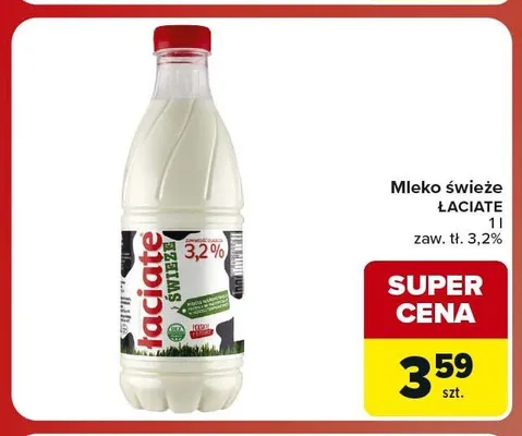 Mleko świeże Łaciate 3,2% promocja w Carrefour Market