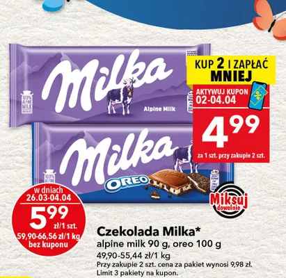 Czekolada alpine milk promocja w LEWIATAN
