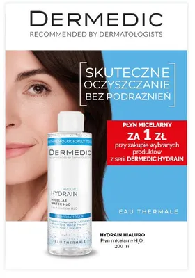 Płyn micelarny Dermedic Hydrain3 Hialuro H2O promocja w Ziko Dermo