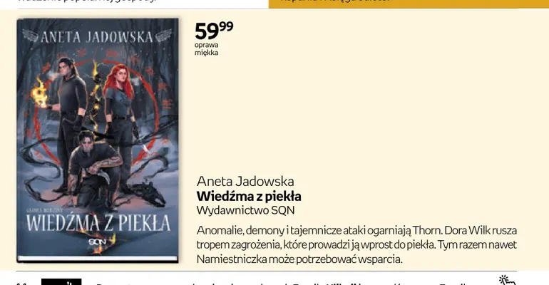 Książka Aneta Jadowska Wiedźma z piekła promocja w Empik