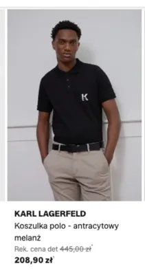 Koszulka polo Karl Lagerfeld antracytowy melanż promocja w Lounge by Zalando