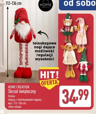 Skrzat świąteczny stojący z teleskopowymi nogami Home Creation promocja w Aldi