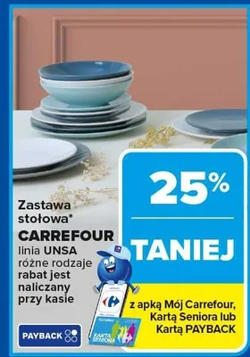 Zastawa stołowa linia UNSA różne rodzaje promocja w Carrefour