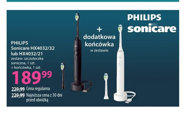 Zestaw szczoteczka soniczna Sonicare HX4032/21 Philips promocja w Hebe