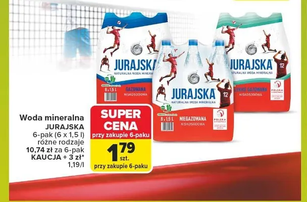 Woda mineralna Jurajska gazowana 6-pak promocja w Carrefour Market