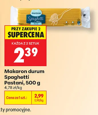 Makaron durum Spaghetti Pastani promocja w Biedronka