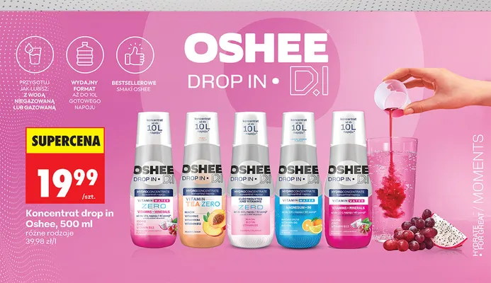 Koncentrat drop in Oshee Electrolytes and Vitamins Zero promocja w Biedronka