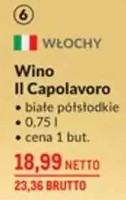 Wino Il Capolavoro białe półsłodkie promocja w Makro
