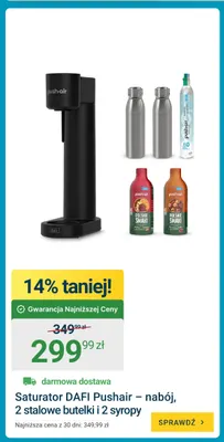 Saturator Dafi Pushair nabój 2 stalowe butelki i 2 syropy promocja w ERLI