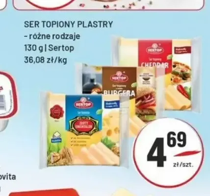 Ser topiony plastry Sertop Cheddar promocja w Sedal